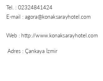 Agora Konak Saray Hotel iletiim bilgileri